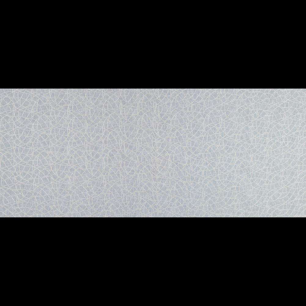 Beige and Metallic Silver Embroidered Drapery Sheer