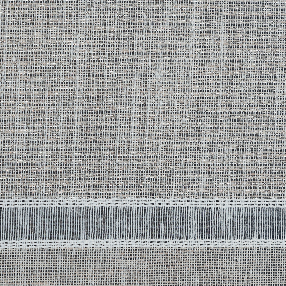 Natural and Metallic Silver Awning Striped Drapery Sheer