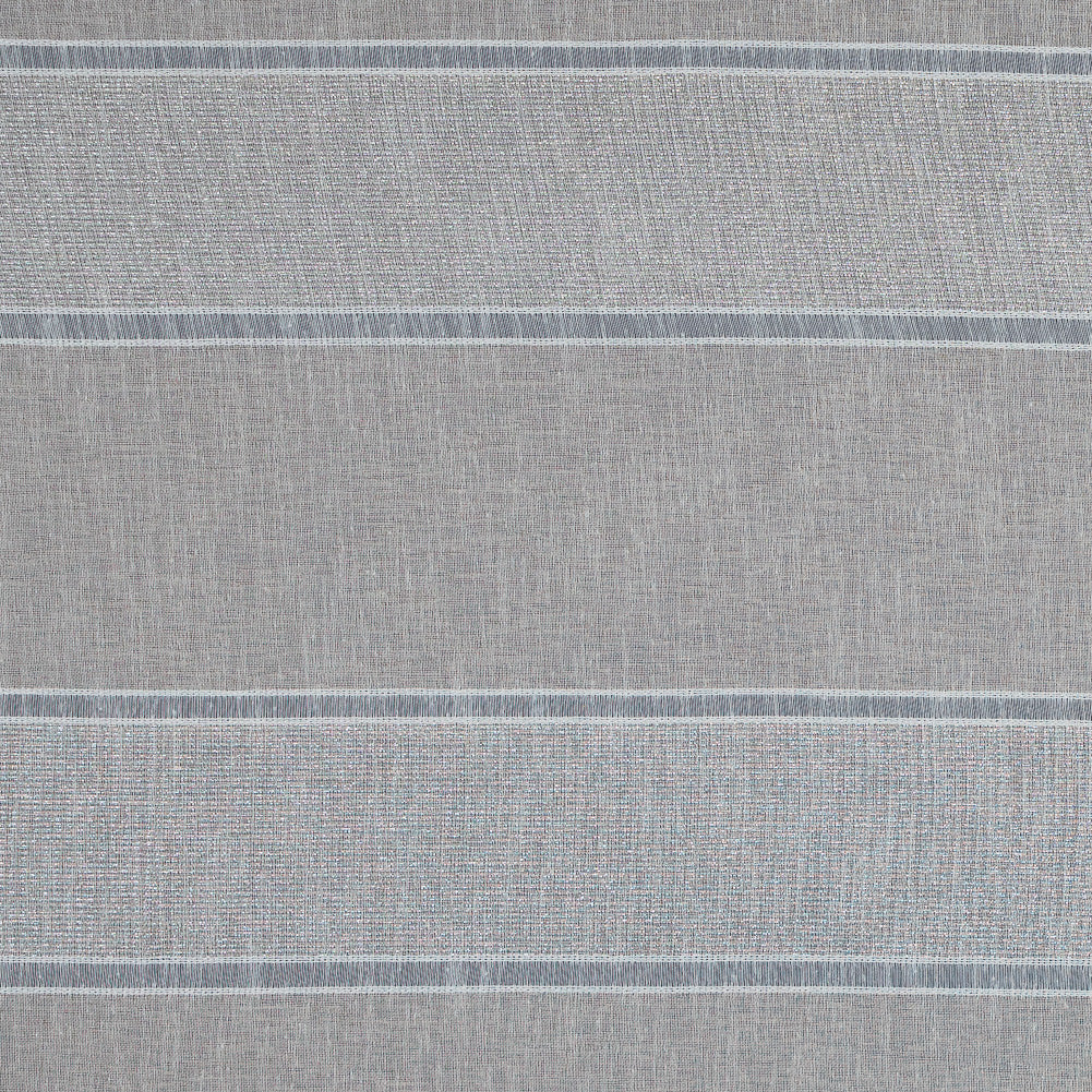 Natural and Metallic Silver Awning Striped Drapery Sheer