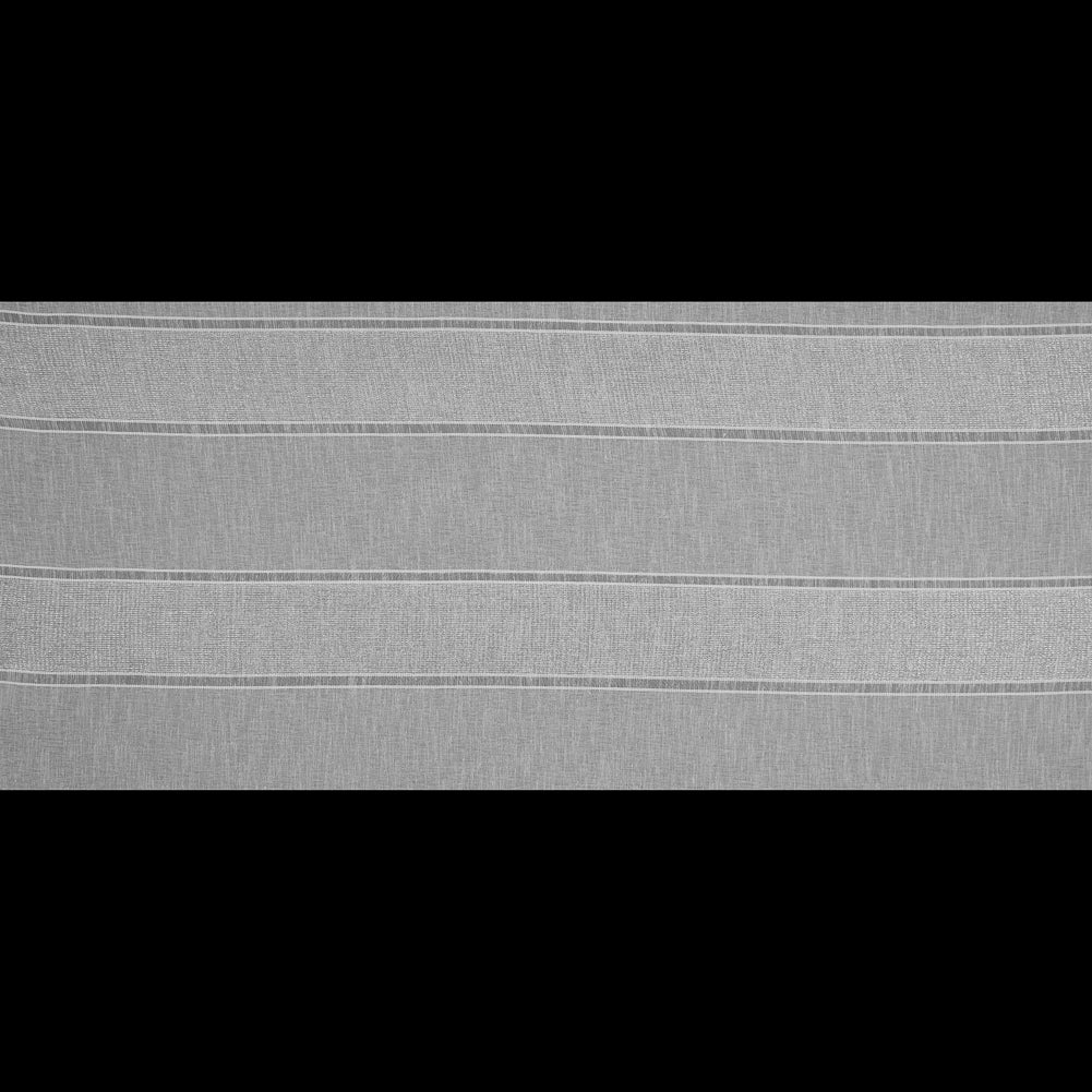 White and Metallic Silver Awning Striped Drapery Sheer