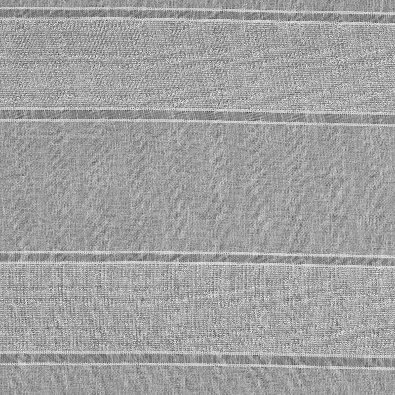 White and Metallic Silver Awning Striped Drapery Sheer