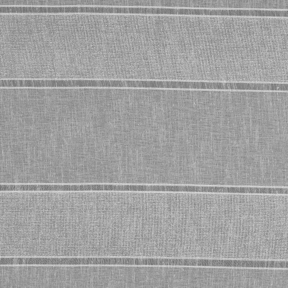White and Metallic Silver Awning Striped Drapery Sheer