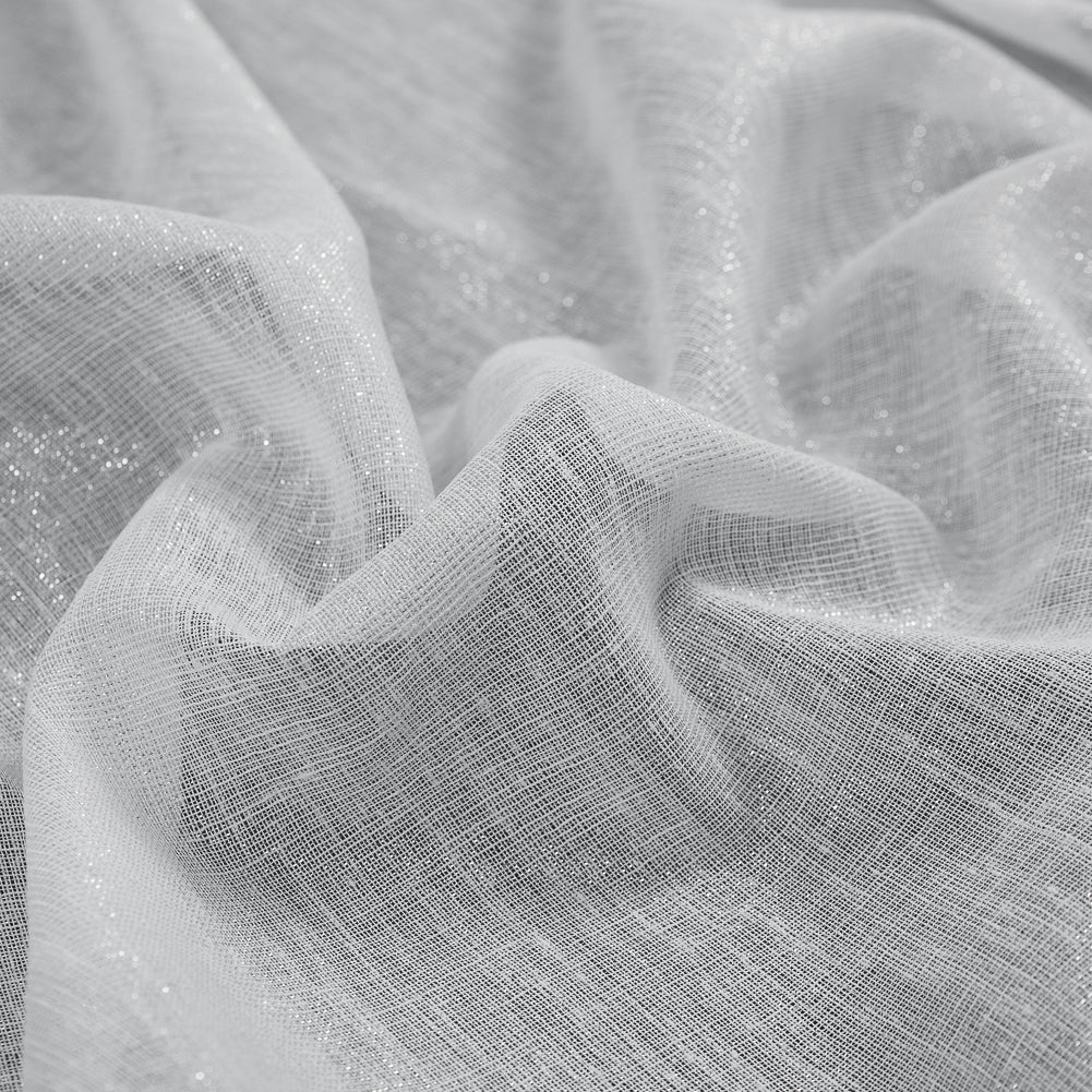 White and Metallic Silver Drapery Sheer