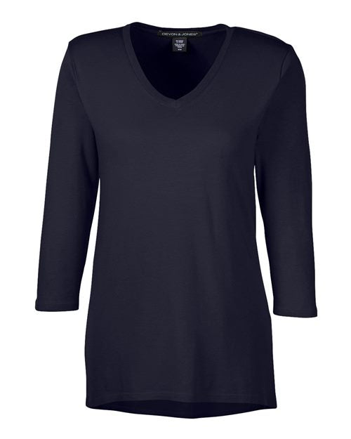 Devon & Jones Women's Perfect Fit Bracelet-Length V-Neck Top