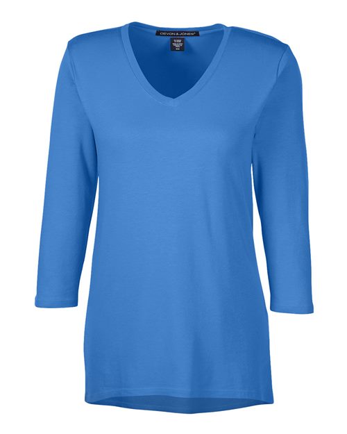 Devon & Jones Women's Perfect Fit Bracelet-Length V-Neck Top