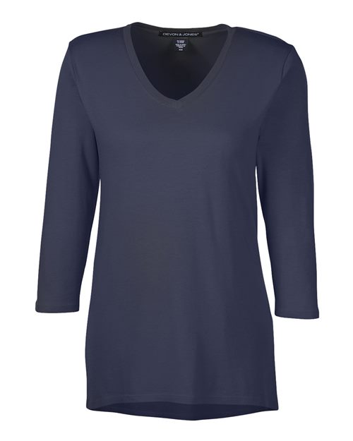 Devon & Jones Women's Perfect Fit Bracelet-Length V-Neck Top