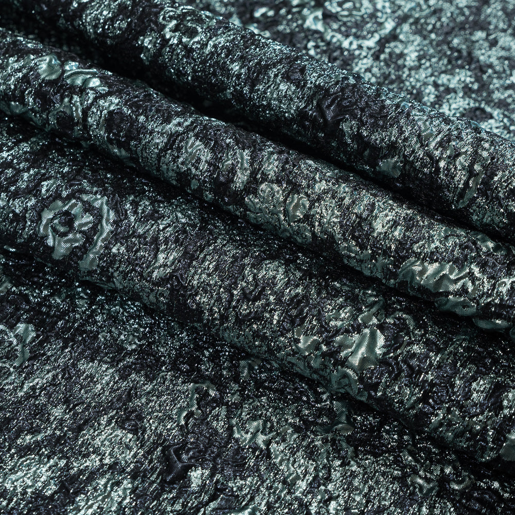 Metallc Blue Abstract Brocade