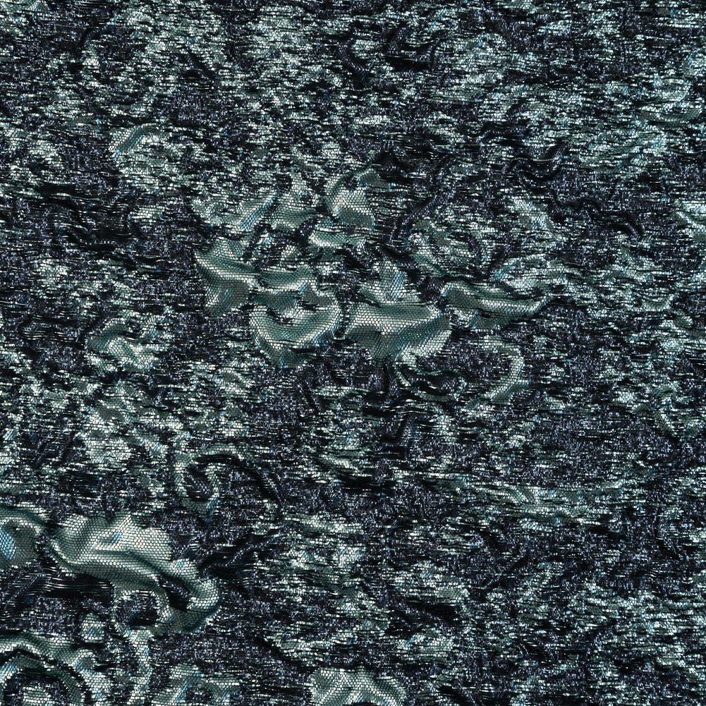 Metallc Blue Abstract Brocade