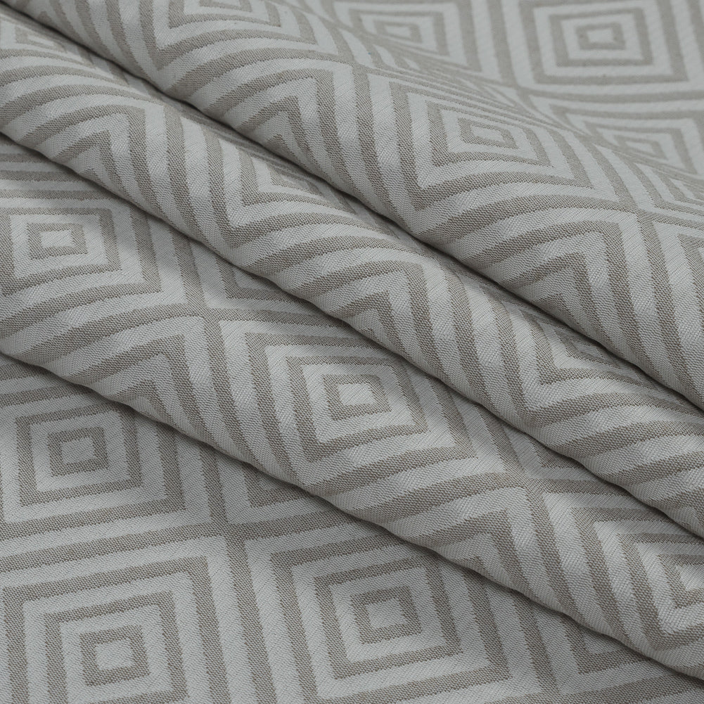 Beige and White Diamond Patterned Jacquard