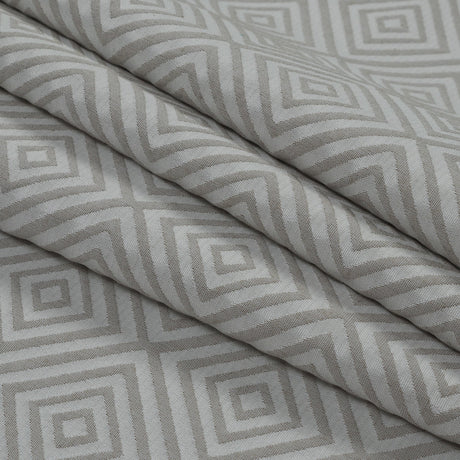 Beige and White Diamond Patterned Jacquard