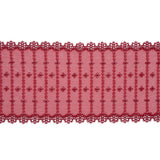 Red Embroidered and Eyelet Mesh with Finished Edges - 7.75"