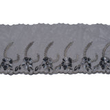 Black and Metallic Gold Embroidered Mesh with a Scalloped Edge - 7"