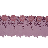 Red and Metallic Gold Embroidered Mesh with a Scalloped Edge - 7"