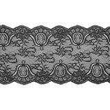 Black Double Scallop Fine Floral Lace Trim - 9.5"