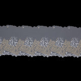 White and Metallic Gold Embroidered Mesh - 6"
