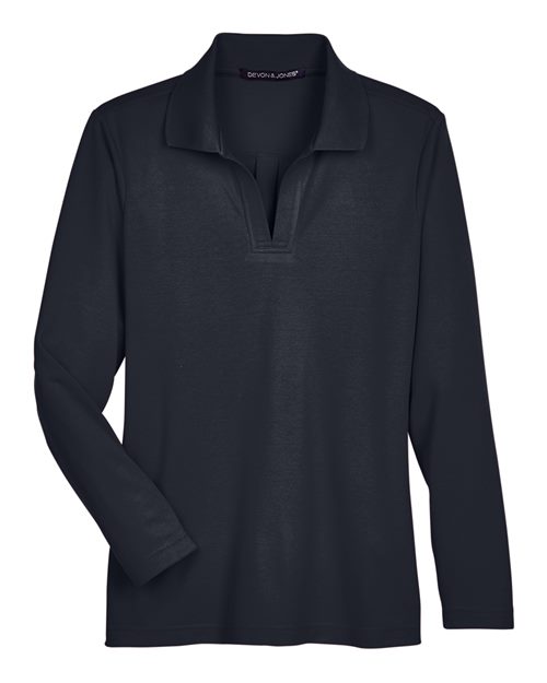 Devon & Jones Women's CrownLux Performance Plaited Long Sleeve Polo