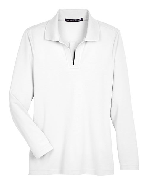 Devon & Jones Women's CrownLux Performance Plaited Long Sleeve Polo