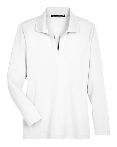 Devon & Jones Women's CrownLux Performance Plaited Long Sleeve Polo