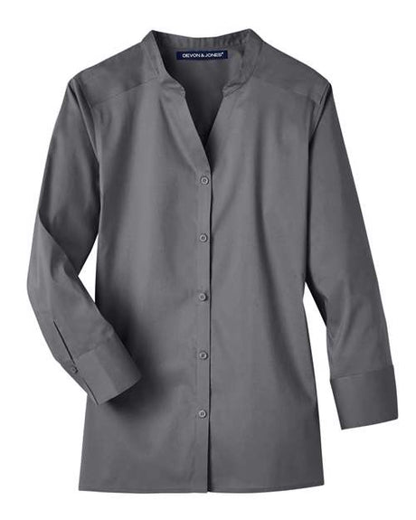 Devon & Jones Women's Crown Collection Stretch Broadcloth Three-Quarter Sleeve Blouse