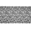 White Mesh Trim with Black Foliage Embroidery - 8"