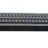 Black and White Striped Floral Embroidered Trim - 6"