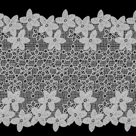 White Floral Venise Lace Trim - 6.5"