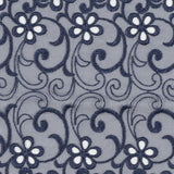 Maritime Blue Floral Embroidered Mesh - 8"