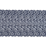 Maritime Blue Floral Embroidered Mesh - 8"