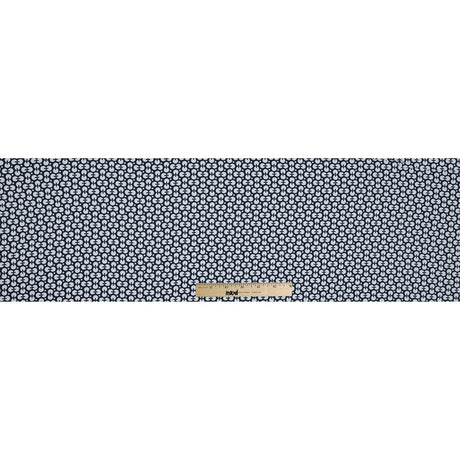 Navy and White Geometric Combed Cotton Sateen