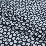 Navy and White Geometric Combed Cotton Sateen