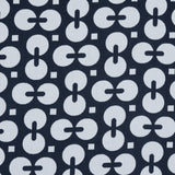 Navy and White Geometric Combed Cotton Sateen