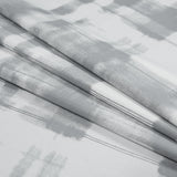 Gray and White Painterly Plaid Printed Cotton Crepe