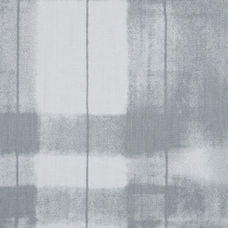 Gray and White Painterly Plaid Printed Cotton Crepe