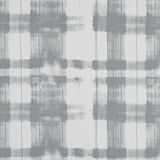 Gray and White Painterly Plaid Printed Cotton Crepe