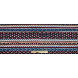 Blue, Red and Beige Geometric Cotton and Viscose Poplin