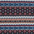Blue, Red and Beige Geometric Cotton and Viscose Poplin