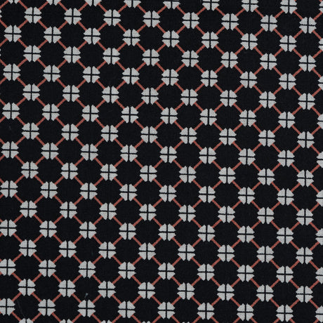 Cotton Voile - Black and Orange Geometric Lattice