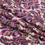 Magenta Haze, Orange and Gray Damask Stretch Cotton Poplin