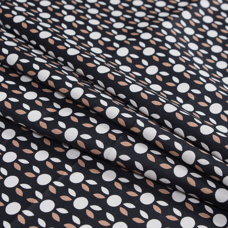 Black and Beige Geometric Cotton Sateen