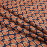 Orange and Navy Geometric Stretch Cotton Sateen