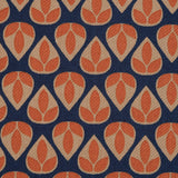 Orange and Navy Geometric Stretch Cotton Sateen