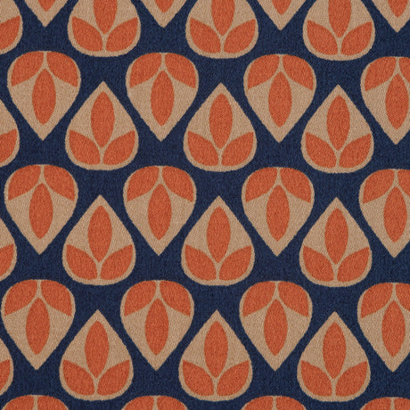 Orange and Navy Geometric Stretch Cotton Sateen