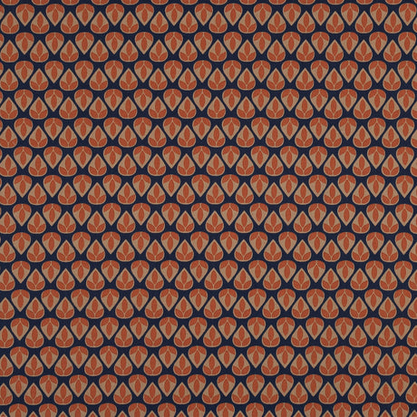 Orange and Navy Geometric Stretch Cotton Sateen