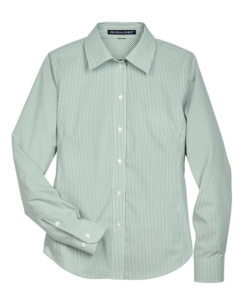 Women's Crown Collection Banker Stripe Woven Dress Shirt