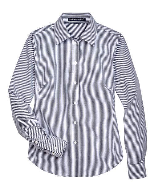 Women's Crown Collection Banker Stripe Woven Dress Shirt