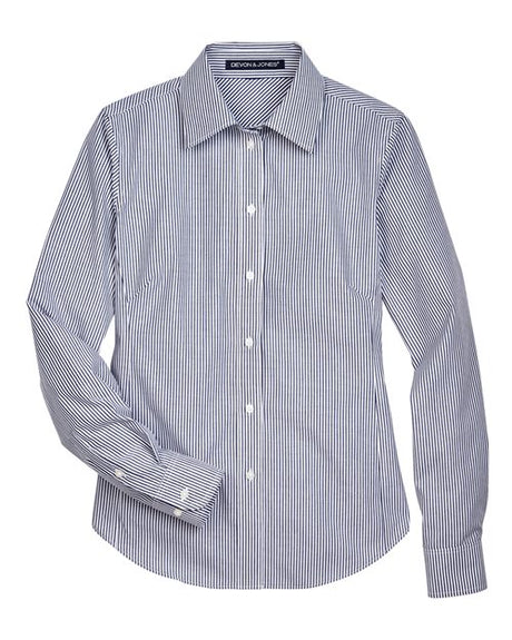 Women's Crown Collection Banker Stripe Woven Dress Shirt