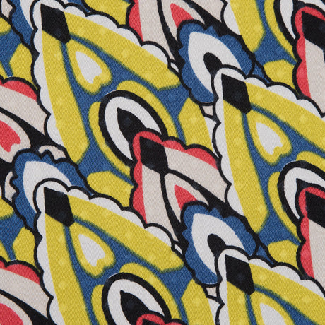 Yellow. Blue and Red Printed Stretch Cotton Sateen