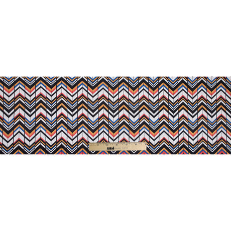 Yellow, Red and Blue Chevron Stretch Cotton Sateen