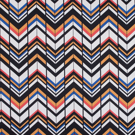 Yellow, Red and Blue Chevron Stretch Cotton Sateen