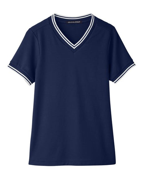 Women's CrownLux Performance Plaited Tipped V-Neck Shirt